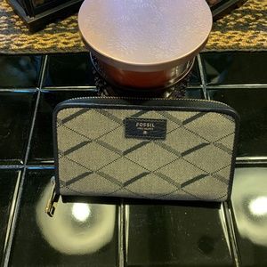Fossil Grey/Black Zip Around Phone Wallet (Small)